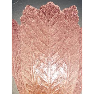 SimoEng Contemporary Pink Murano Glass Leaf Wall Sconces a Pair