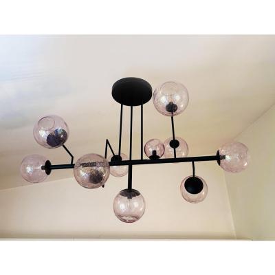 SimoEng Contemporary Pink Pulegoso Spheres Murano Glass Sputnik Chandelier by Simoeng