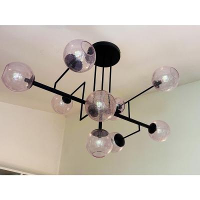 SimoEng Contemporary Pink Pulegoso Spheres Murano Glass Sputnik Chandelier by Simoeng