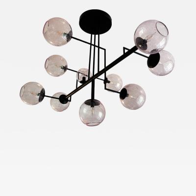  SimoEng Contemporary Pink Pulegoso Spheres Murano Glass Sputnik Chandelier by Simoeng