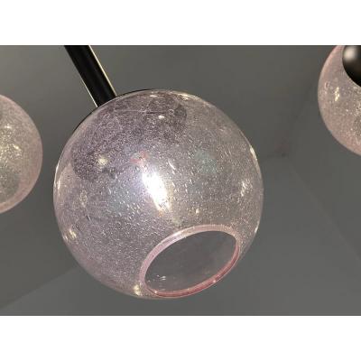  SimoEng Contemporary Pink Pulegoso Spheres Murano Glass Sputnik Chandelier by Simoeng