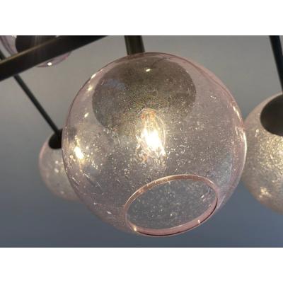  SimoEng Contemporary Pink Pulegoso Spheres Murano Glass Sputnik Chandelier by Simoeng