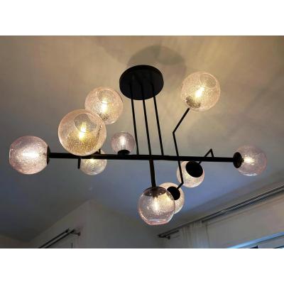  SimoEng Contemporary Pink Pulegoso Spheres Murano Glass Sputnik Chandelier by Simoeng