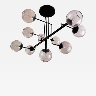  SimoEng Contemporary Pink Pulegoso Spheres Murano Glass Sputnik Chandelier by Simoeng