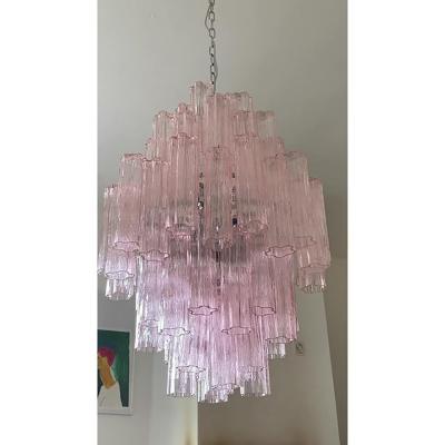  SimoEng Contemporary Pink Tronchi Murano Glass Chandelier