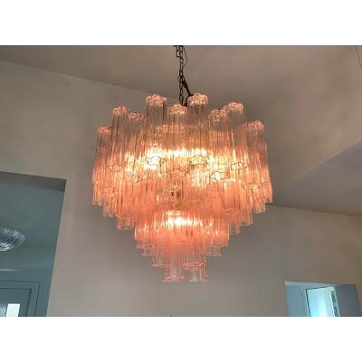  SimoEng Contemporary Pink Tronchi Murano Glass Chandelier in Venini Style