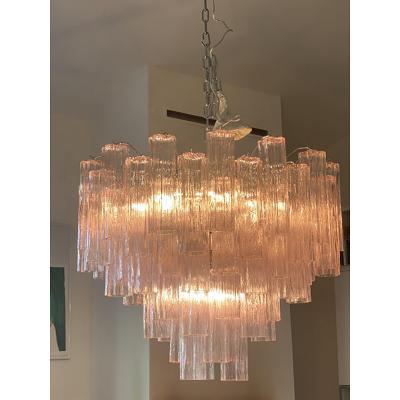  SimoEng Contemporary Pink Tronchi Murano Glass Chandelier in Venini Style