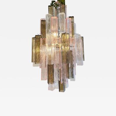  SimoEng Contemporary Pink and Fum Squared Bark Murano Glass