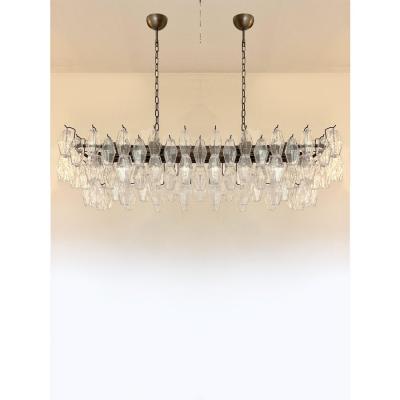 SimoEng Contemporary Rectangular Poliedro Murano Glass Brunish Chandelier by Simoeng