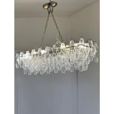  SimoEng Contemporary Rectangular Poliedro Murano Glass Brunish Chandelier by Simoeng