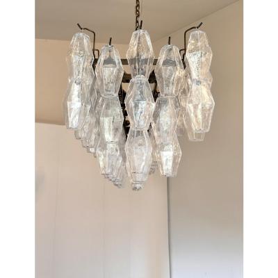  SimoEng Contemporary Rectangular Poliedro Murano Glass Brunish Chandelier by Simoeng