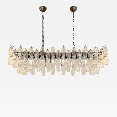  SimoEng Contemporary Rectangular Poliedro Murano Glass Brunish Chandelier by Simoeng