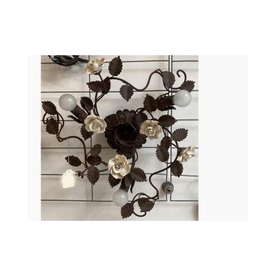  SimoEng Contemporary Rush Florentine Wrought Iron Flush Mount