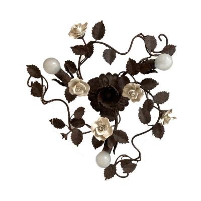  SimoEng Contemporary Rush Florentine Wrought Iron Flush Mount