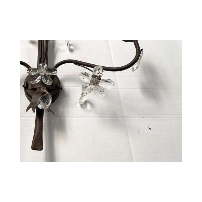  SimoEng Contemporary Rush and Crystal Flowers Wall Lamp