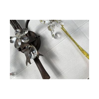  SimoEng Contemporary Rush and Crystal Flowers Wall Lamp