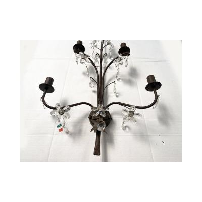  SimoEng Contemporary Rush and Crystal Flowers Wall Lamp