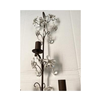 SimoEng Contemporary Rush and Crystal Flowers Wall Lamp