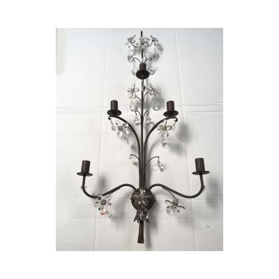  SimoEng Contemporary Rush and Crystal Flowers Wall Lamp