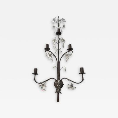  SimoEng Contemporary Rush and Crystal Flowers Wall Lamp