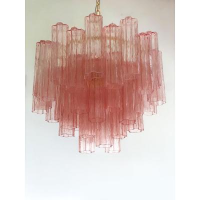  SimoEng Contemporary Scenographic Pink Tronchi Murano Glass Chandelier in Venini Style