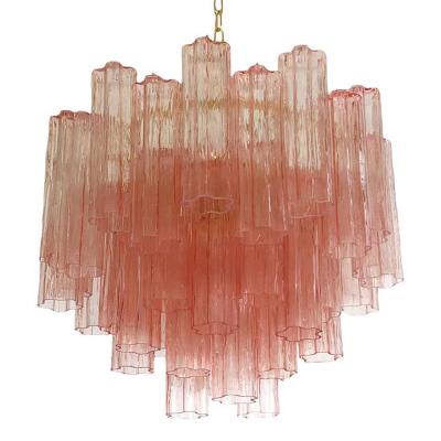  SimoEng Contemporary Scenographic Pink Tronchi Murano Glass Chandelier in Venini Style