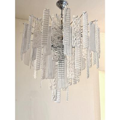  SimoEng Contemporary Strips Listelli Murano Glass Chandelier by Simoeng