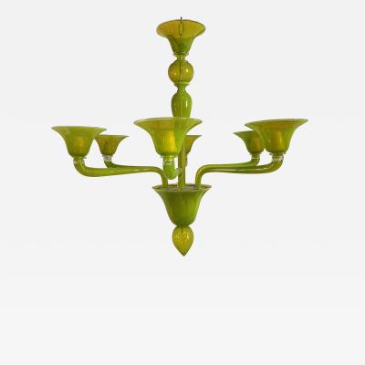  SimoEng Contemporary Translucent Apple Green Murano Style Glass Chandelier