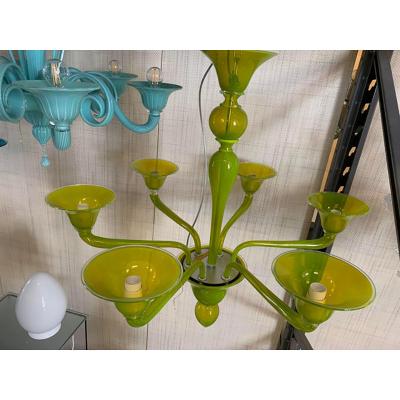  SimoEng Contemporary Translucent Apple Green Murano Style Glass Chandelier