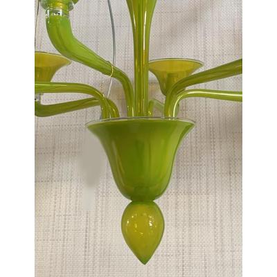  SimoEng Contemporary Translucent Apple Green Murano Style Glass Chandelier