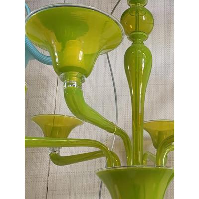  SimoEng Contemporary Translucent Apple Green Murano Style Glass Chandelier
