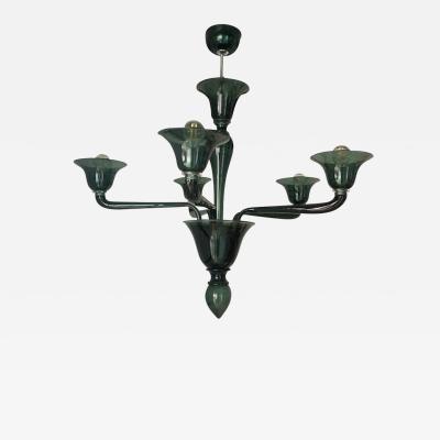  SimoEng Contemporary Translucent Green Bottle Murano Style Glass Chandelier