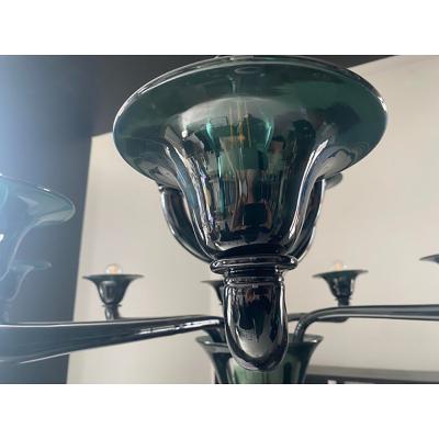 SimoEng Contemporary Translucent Green Petrol Murano Style Glass Chandelier