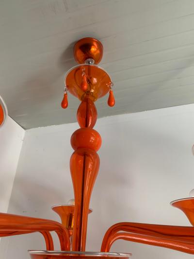  SimoEng Contemporary Translucent Orange Glass Chandelier