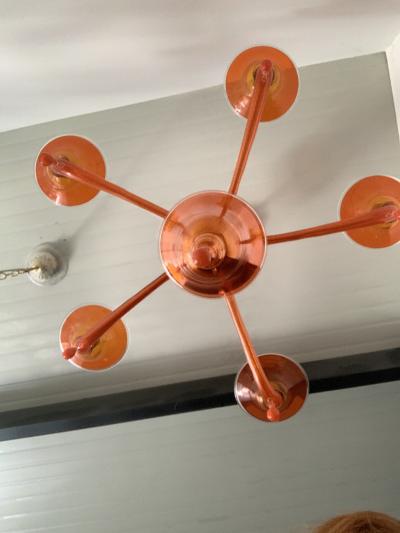  SimoEng Contemporary Translucent Orange Glass Chandelier