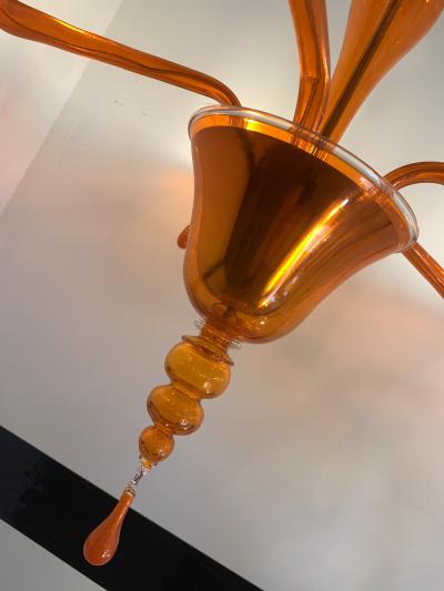  SimoEng Contemporary Translucent Orange Glass Chandelier