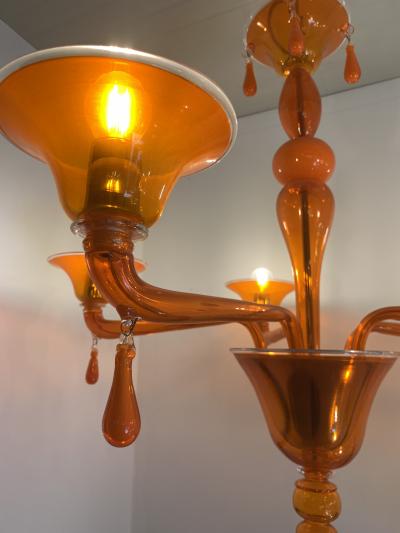  SimoEng Contemporary Translucent Orange Glass Chandelier