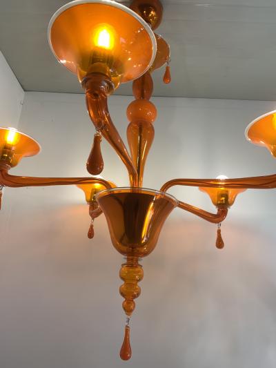  SimoEng Contemporary Translucent Orange Glass Chandelier