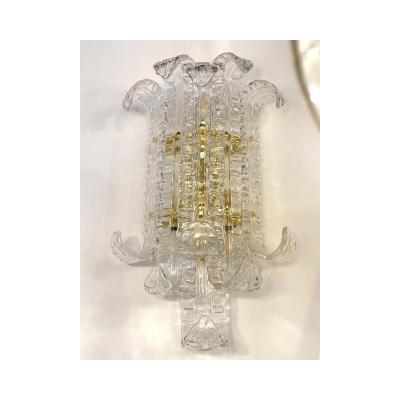  SimoEng Contemporary Transparent Lingue Murano Glass Wall Lamp in Barovier Style