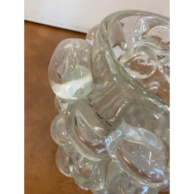  SimoEng Contemporary Transparent Murano Glass Vase Hand Blown With Bubbles