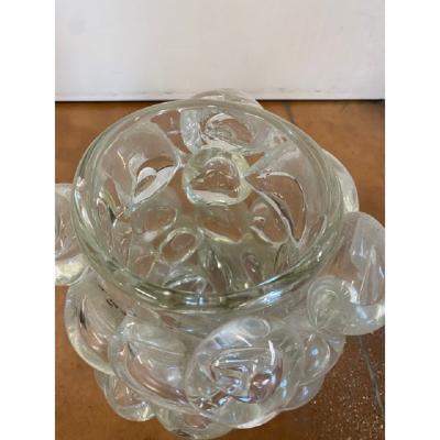  SimoEng Contemporary Transparent Murano Glass Vase Hand Blown With Bubbles