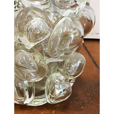  SimoEng Contemporary Transparent Murano Glass Vase Hand Blown With Bubbles