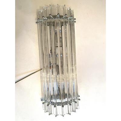  SimoEng Contemporary Trasparent Triedro Murano Glass Wall Sconce