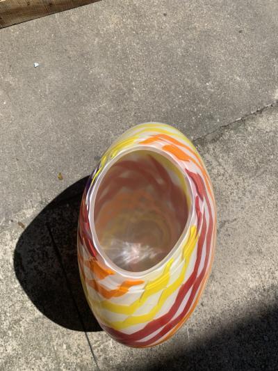  SimoEng Contemporary Vase in Milky White Murano Glass Attributed With Colored Reeds