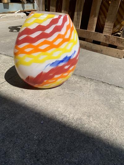  SimoEng Contemporary Vase in Milky White Murano Glass Attributed With Colored Reeds