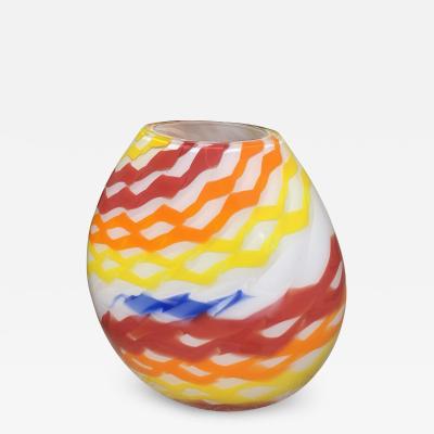  SimoEng Contemporary Vase in Milky White Murano Glass Attributed With Colored Reeds