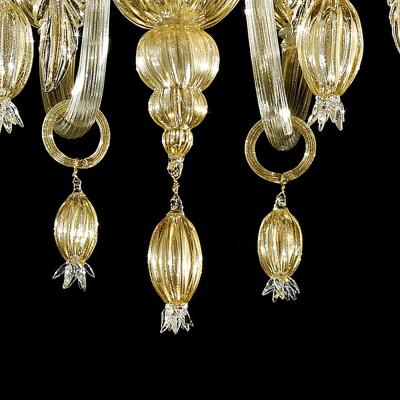  SimoEng Contemporary Venetian Gold Murano Style Glass Chandelier With Leaves