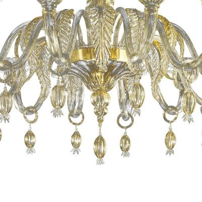  SimoEng Contemporary Venetian Gold Murano Style Glass Chandelier With Leaves