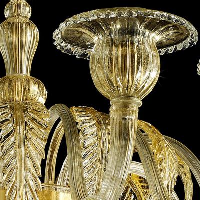  SimoEng Contemporary Venetian Gold Murano Style Glass Chandelier With Leaves