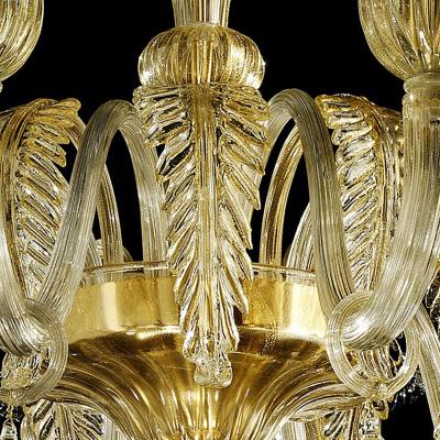  SimoEng Contemporary Venetian Gold Murano Style Glass Chandelier With Leaves